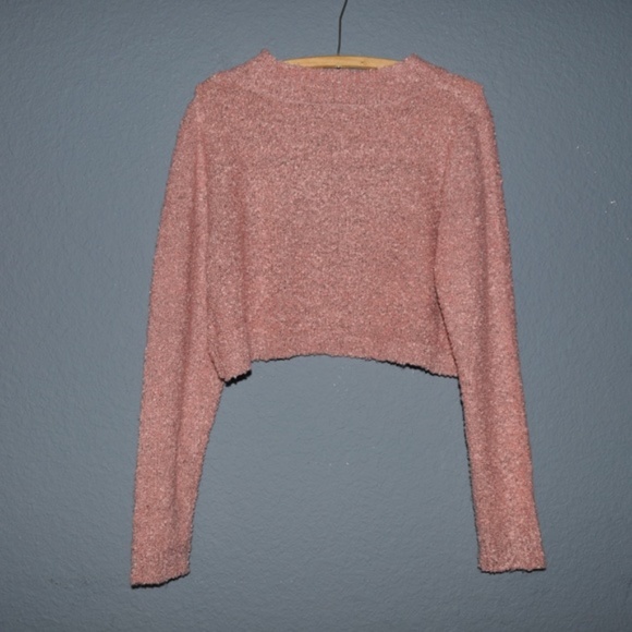 New WILD FABLE Pink Cropped Hi-Lo Pullover sz L - Picture 6 of 8